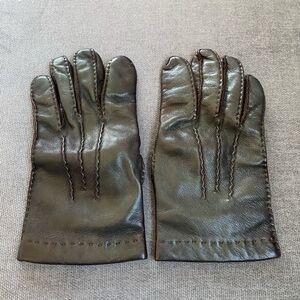 Unisex Dark Brown Leather Gloves